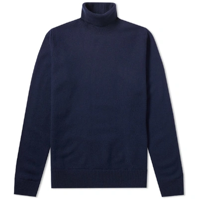 Norse Projects Marius Boiled Wool Rollneck Knit In Blue