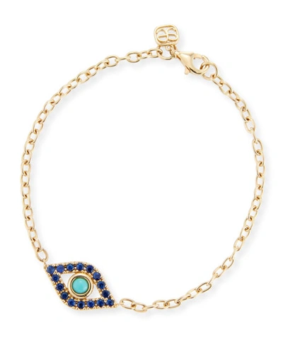 Sydney Evan Extra Large Evil Eye 14-karat Gold, Sapphire And Turquoise Necklace