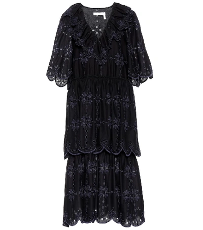 See By Chloé Embroidered Cotton Dress In Black
