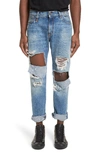 R13 SID DISTRESSED CUTOFF STRAIGHT LEG JEANS,R13M0044-110