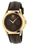 GUCCI G-TIMELESS LEATHER STRAP WATCH, 38MM,YA1264035