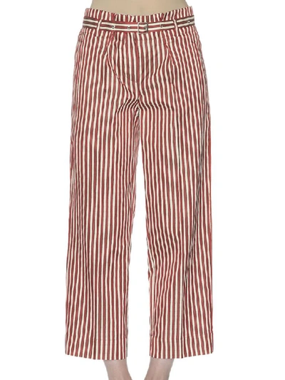 Giorgio Armani Striped Cotton And Silk-blend Trousers In Rosso