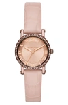MICHAEL KORS NORIE CRYSTAL LEATHER STRAP WATCH, 28MM,MK2723