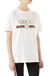 Gucci White Floral Patch Logo T-shirt In Milk Print