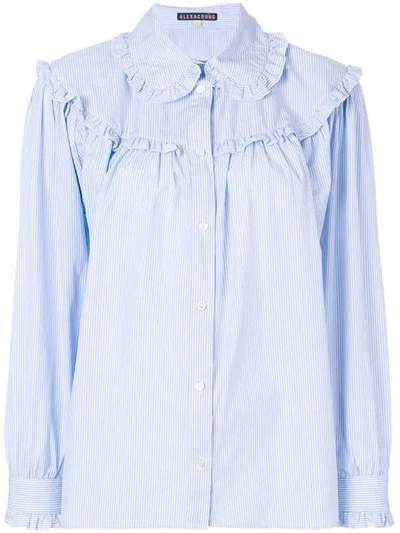 Alexa Chung Frill-trim Button-front Oversized Denim Shirt In Blue