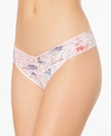 Hanky Panky Printed Original-rise Lace Thong In Pink Multi