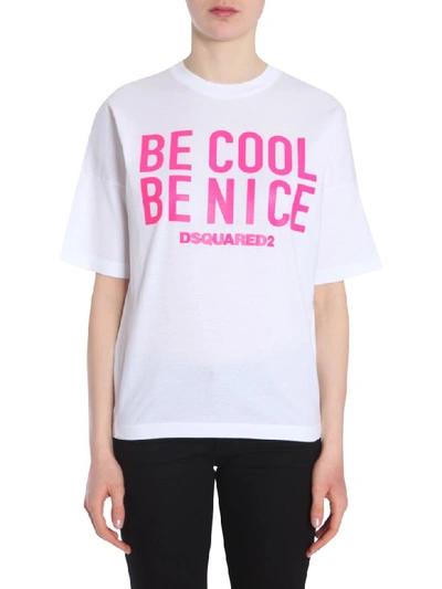 Dsquared2 Be Cool Be Nice T-shirt In Bianco