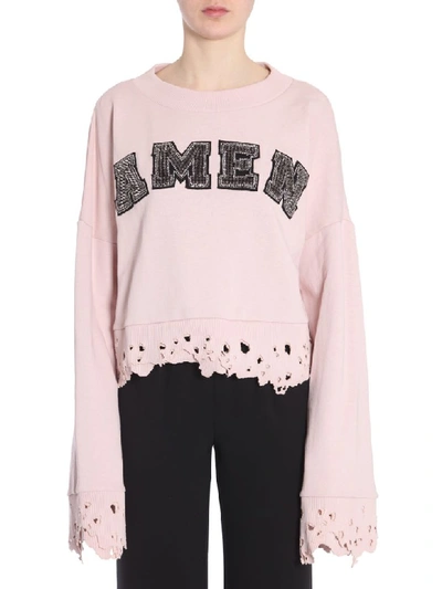 Amen Cropped Sweatshirt In Pink