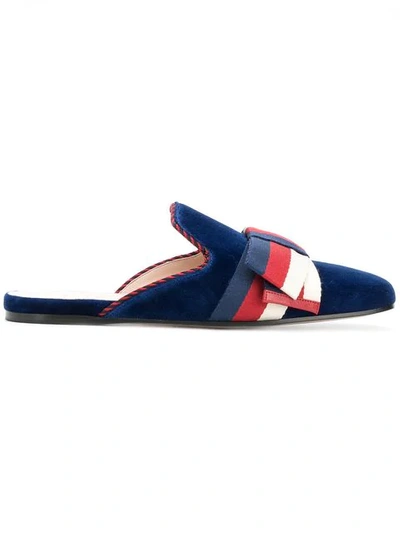 Gucci Velvet Slippers With Sylvie Bow In 6481
