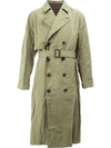 ZIGGY CHEN ZIGGY CHEN DOUBLE BREASTED TRENCH COAT - GREEN,OM181111212645469