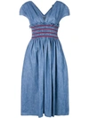 MIU MIU MIU MIU RUCHED WAIST A-LINE DRESS - BLUE,GWA1331QAY12569070