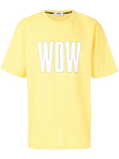 Msgm Wow Printed T-shirt In Yellow