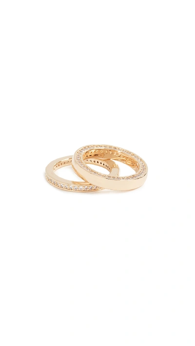 Bronzallure Crystal Band Ring Set In Gold/clear