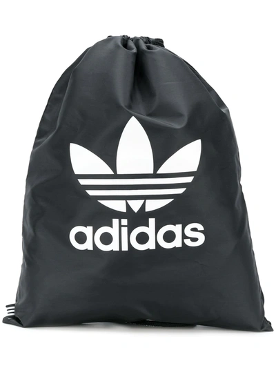 Adidas Originals Trefoil Drawstring Backpack In Black