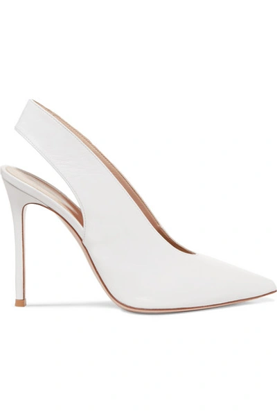 Gianvito Rossi 100 Leather Slingback Pumps In White