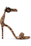 GIANVITO ROSSI PORTOFINO 100 LEOPARD-PRINT CALF HAIR SANDALS