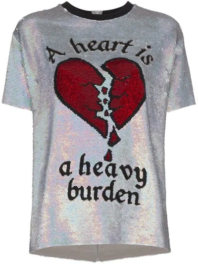 Ashish Broken Heart Sequin-embellished Silk Top In Metallic