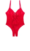 Hanky Panky Racy Signature Lace Open Teddy In Red