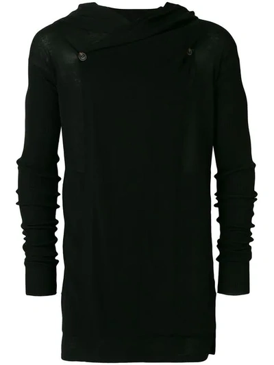 Rick Owens Long Knitted Hoodie In Black