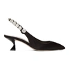 MIU MIU MIU MIU BLACK CRYSTAL SLINGBACK HEELS,5I575B 3D4N