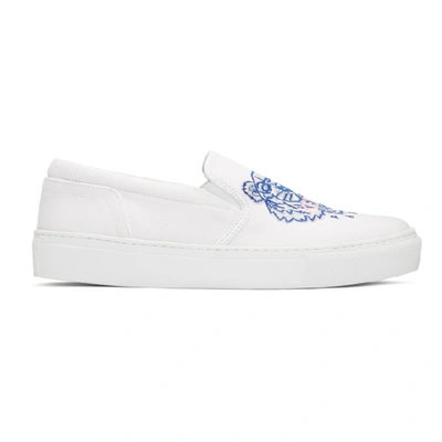 Kenzo Women's Tiger Embroidered Slip-on Platform Trainers In White