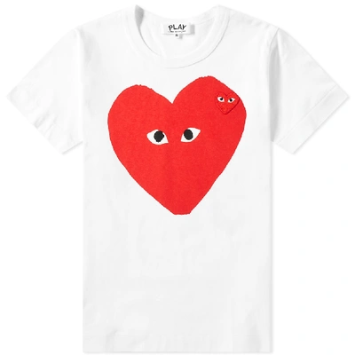 Comme Des Garçons Play Comme Des Garcons Play Women's Double Heart Print Tee In White