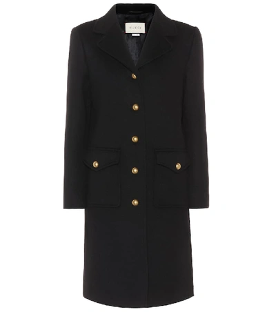 Gucci Embellished Wool-felt Coat In Black