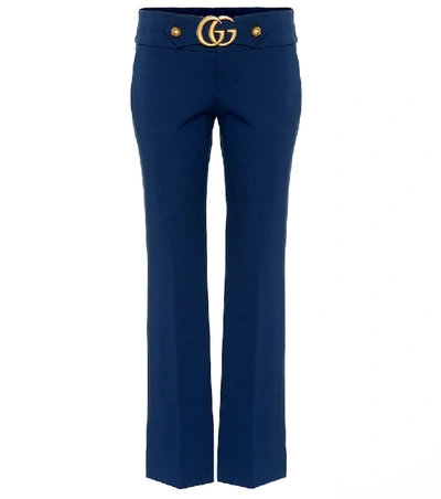 Gucci Double G Stretch Jersey Trousers In Blue