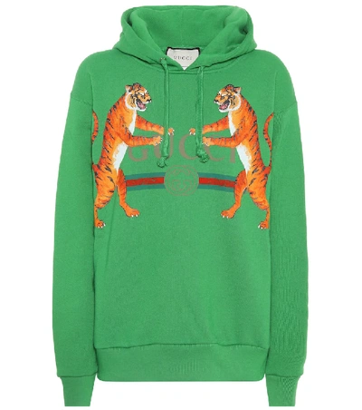 Gucci Logo Hooded Sweatshirt In Verde