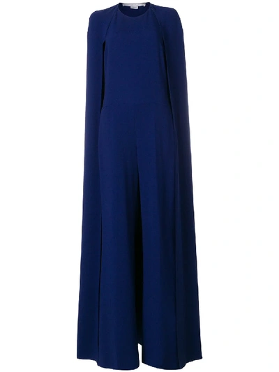 Stella Mccartney Long-sleeve Side-pleat Jersey Gown In Blue