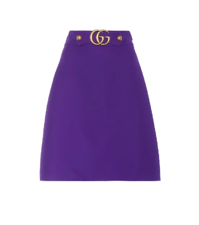 Gucci 带缀饰羊毛真丝混纺半身裙 In Purple