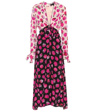 Proenza Schouler Floral-print V-neck Silk-crepe Midi Dress In Multi