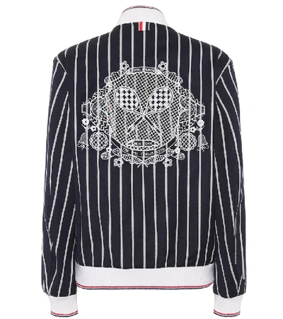 Thom Browne Navy Bold Stripe Classic Varsity Jacket