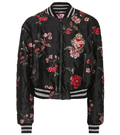 Dolce & Gabbana Embellished Bomber Jacket In Black