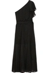 MAJE One-shoulder studded georgette maxi dress,US 2526016082577159