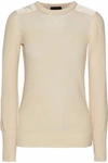 BELSTAFF WOMAN SATIN-PANELED KNITTED COTTON TOP ECRU,AU 4772211933332856