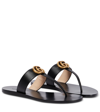 GUCCI DOUBLE G LEATHER THONG SANDALS,P00294835