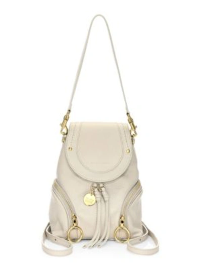 See By Chloé See By Chloe Olga Small Leather Backpack In Cement Beige/gold