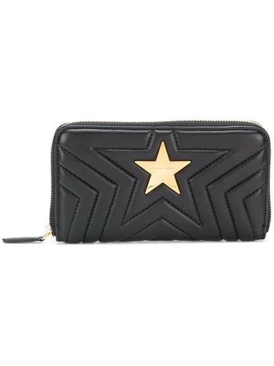 Stella Mccartney Stella Star Zip-around Wallet In Black