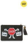 Moschino Shop Sign Leather Pouch, Black In Nero