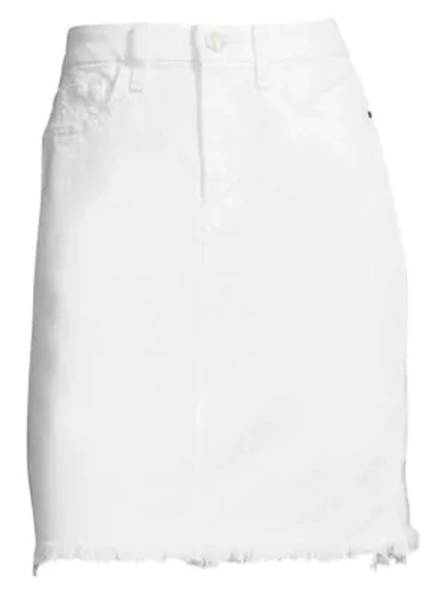 Jen7 Denim Pencil Skirt W/ Frayed Hem In White Fashion
