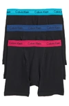 Calvin Klein Men's Cotton Stretch Boxer Briefs 3-pack Nu2666 In Black Seaway/ Blue/ Amaranth