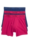 Calvin Klein 3-pack Boxer Briefs In Estate Blue/ Amaranth/ Stripe