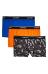 2(x)ist (x)ist Cotton Stretch No-show Trunks, Pack Of 3 In Pop Camo/ Lapis/ Golden Poppy