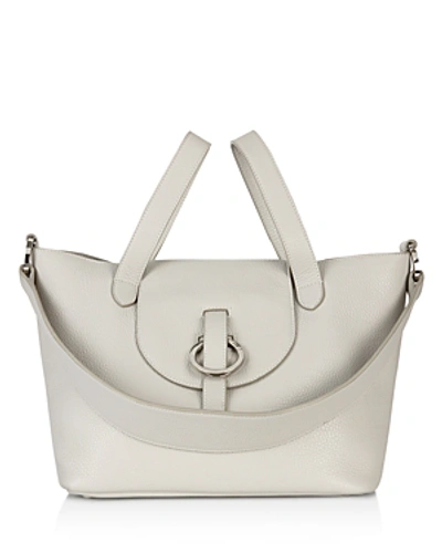 Meli Melo Rose Thela Leather Satchel In Cloud Gray/silver