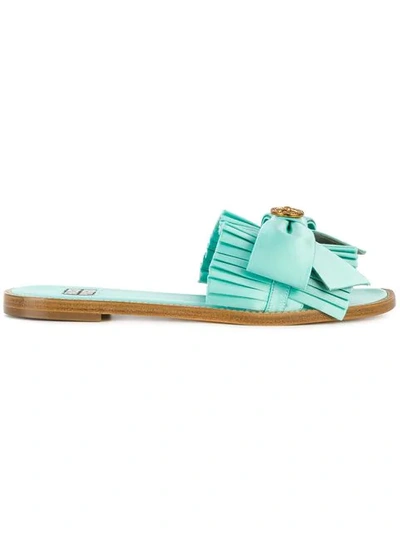 Fausto Puglisi Pleated Bow Flip-flops In Blue