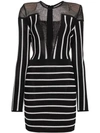 BALMAIN Striped mini dress with mesh detail,123667999M12538732