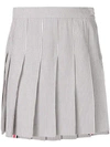 Thom Browne Grey Asymmetric Pleated Striped Skirt