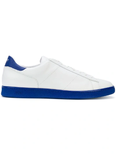 Rov Leather Colored Sole Sneakers In White/blue