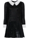 ASHISH Sequinned mini dress with contrasting collar and cuffs,D412666612